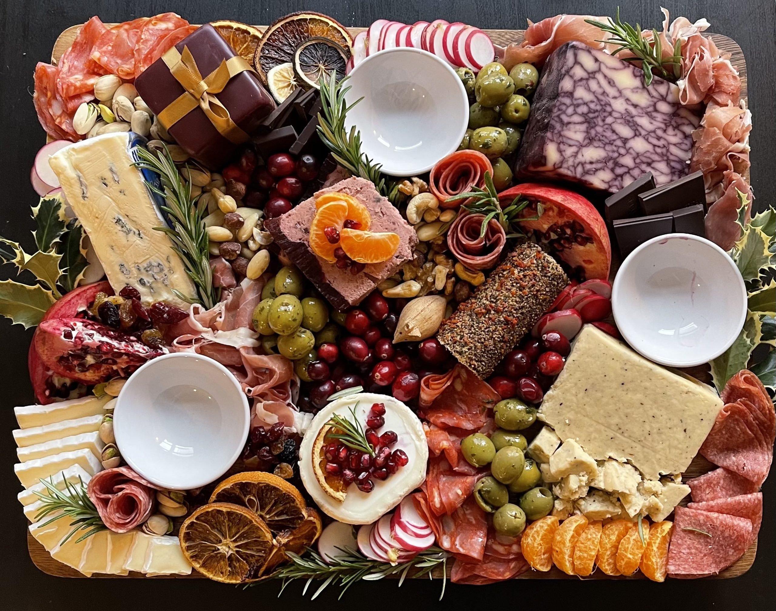 A Christmas cheese and charcuterie board